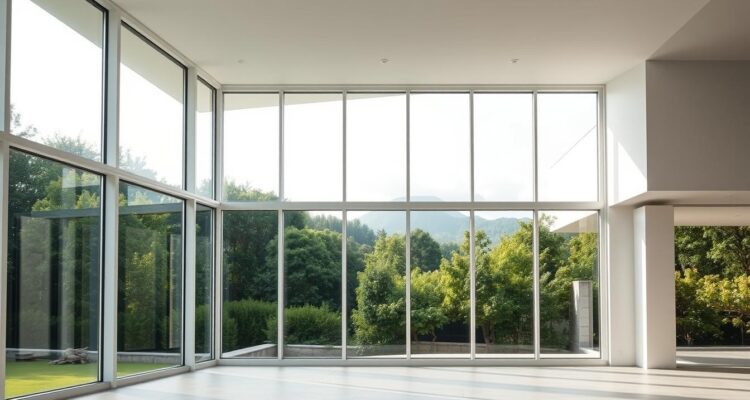Białe okna w nowoczesnym domu