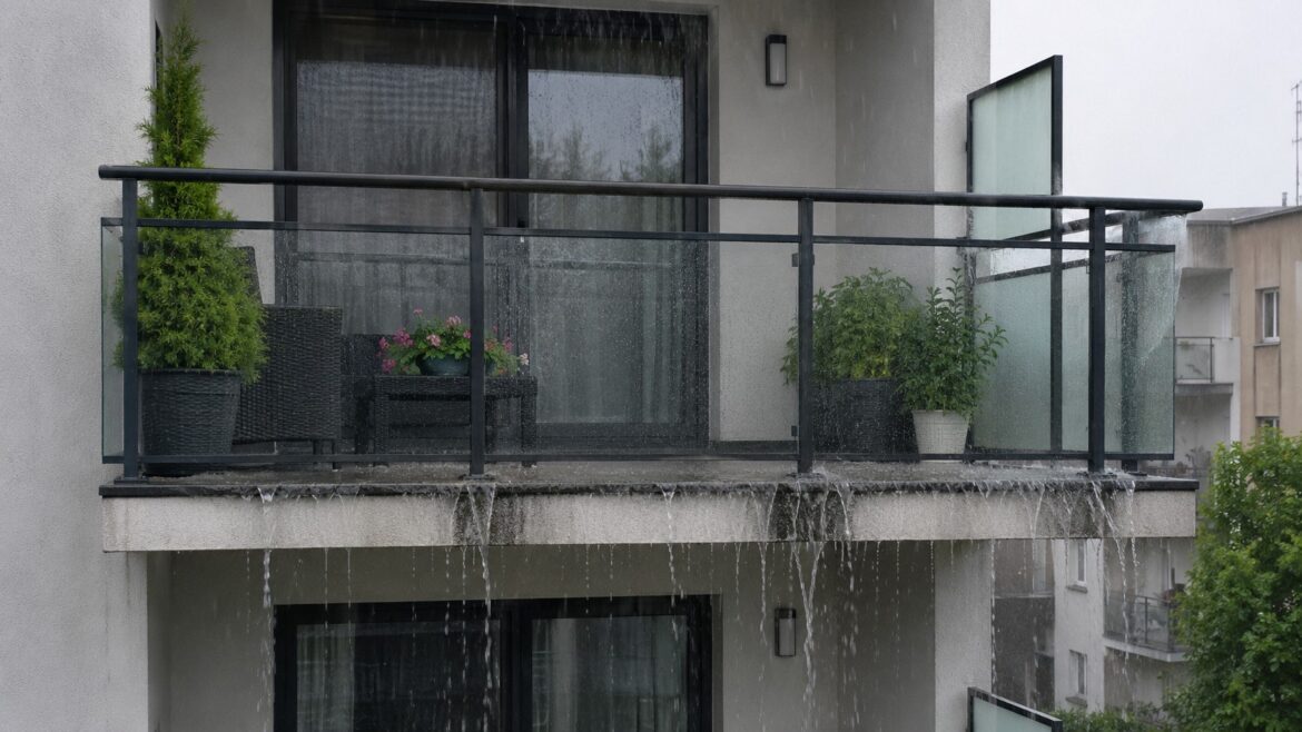 Balkon zalany podczas ulewy może uszkodzić lokal niżej. Sprawdź, kto odpowiada za szkody, kiedy płaci właściciel, wspólnota lub ubezpieczyciel oraz jak udokumentować zalanie.