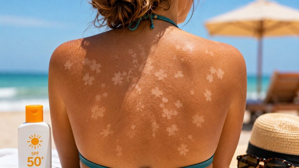 Jasne plamy na skórze po morzu: kiedy to nierówna opalenizna, a kiedy iść do dermatologa