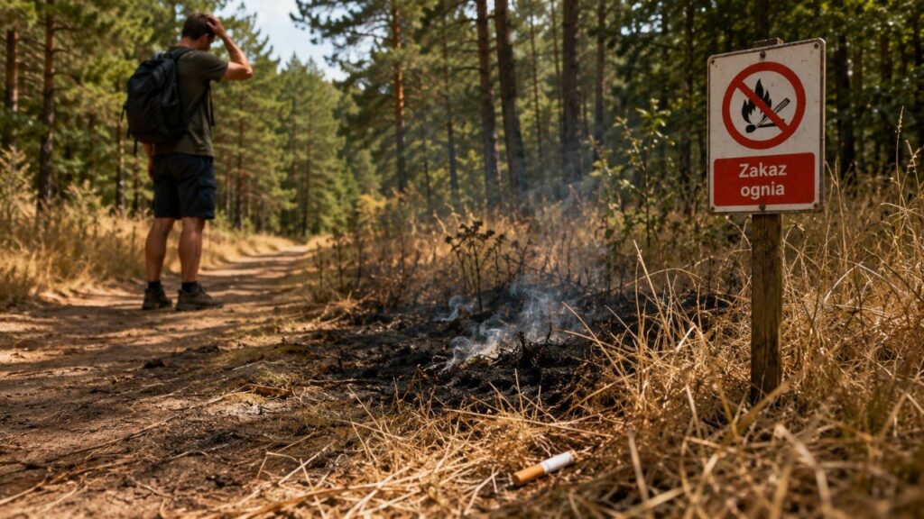 Sucha trawa zapala się w kilka minut. Tego nie rób podczas sierpniowego spaceru po lesie