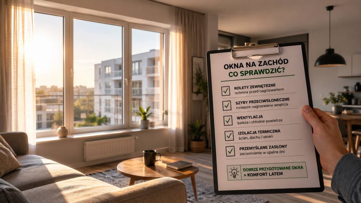 Okna na zachód w polskim mieszkaniu dają światło po południu, ale latem zwiększają ryzyko przegrzania. Sprawdź rolety, klimatyzację, sypialnię i pokój dziecka przed zakupem lokalu w 2026 roku teraz.