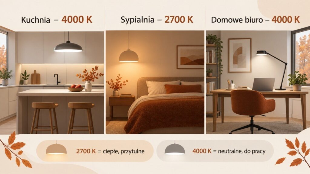 2700 K czy 4000 K: jakie światło wybrać jesienią do kuchni, sypialni i domowego biura