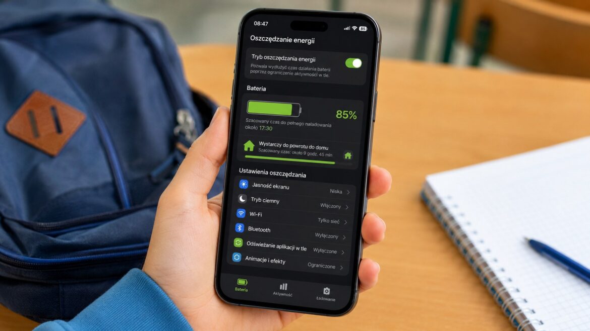 Telefon dziecka rozładowuje się w szkole? Sprawdź ustawienia iPhone’a i Androida, które ograniczają zużycie baterii, aktywność w tle, GPS, ekran i transmisję danych przed powrotem do domu aż do domu.