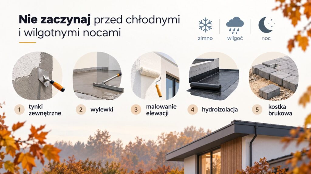 Prace budowlane jesienią: których robót nie zaczynać przed serią chłodnych i wilgotnych nocy