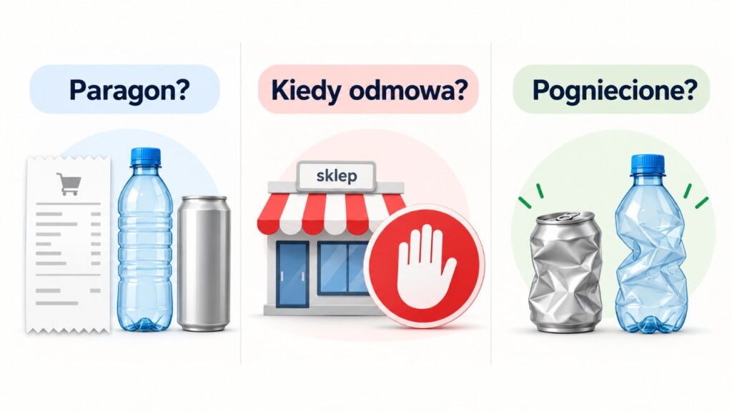 Zwrot butelek i puszek w Polsce: czy potrzebny jest paragon, kiedy sklep może odmówić i co z pogniecionym opakowaniem