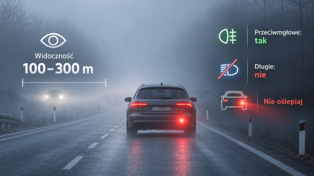 Mgła ogranicza widoczność do 100–300 metrów: błędy kierowców ze światłami przeciwmgłowymi