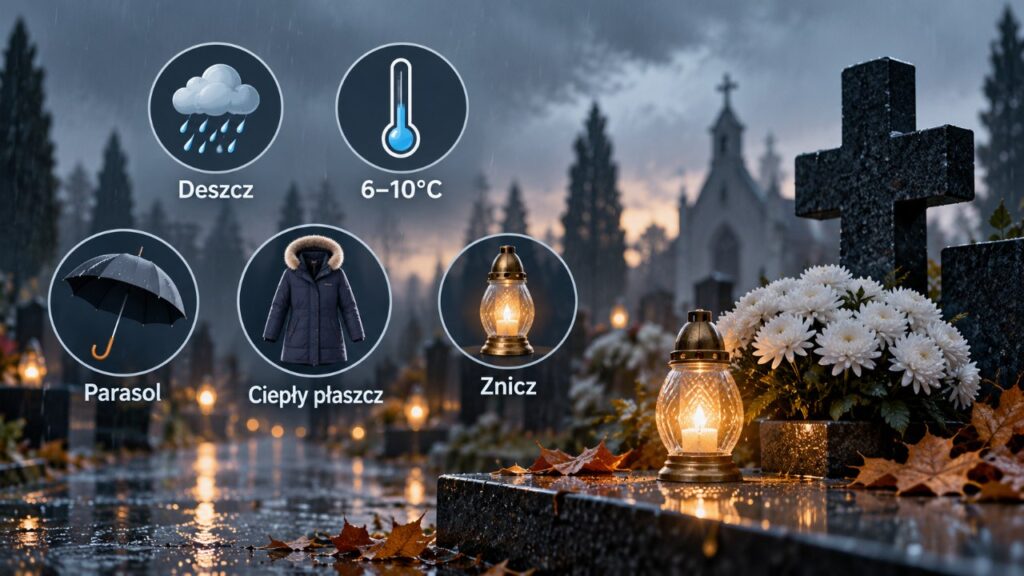 1 listopada będzie chłodniej, niż oczekiwano? Deszcz i 6–10°C – co zabrać na cmentarz